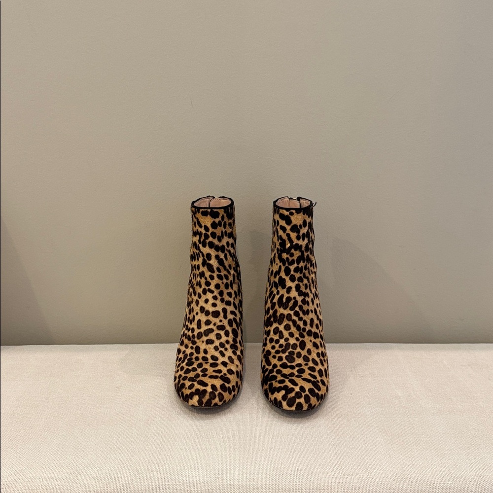 J. Crew Leopard-Print Ankle Booties in Tan and Black